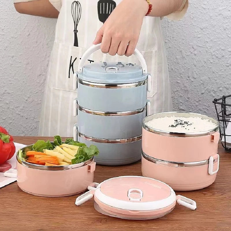 1-4 Layer Food Storage Containers Bento Lunch Box with Handle Insulated Food Container for Work School Camping Box
